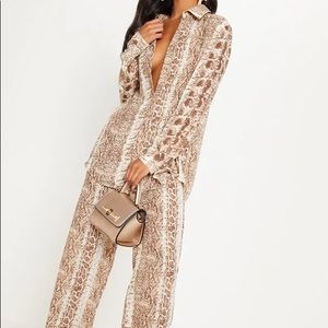 Prettylittlething Oversized Shirt and Wide Leg Pant